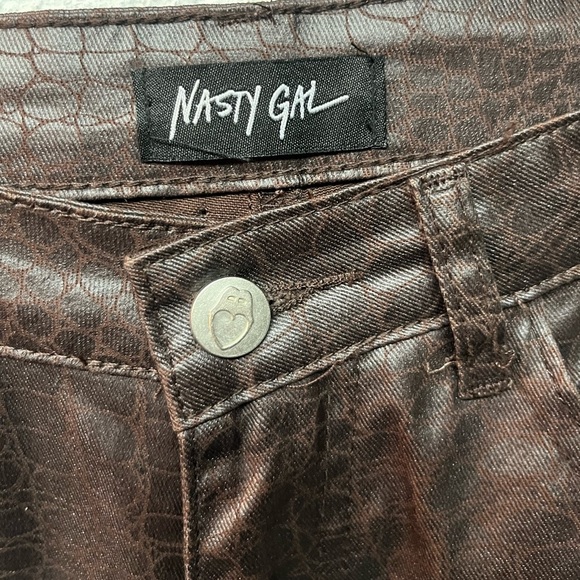 Nasty Gal Croc-Embossed Brown Pants. SZ 8 - Picture 3 of 6